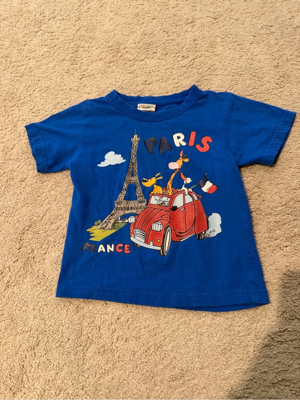Paris France Toddler T-Shirt with Red Car Graphic